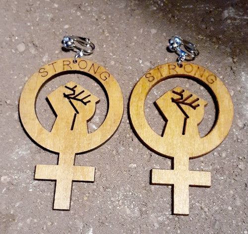 Natural Wood Statement Clip On Earrings Kargo Fresh