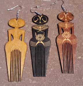 Natural Wooden Afro Pick Earrings Kargo Fresh