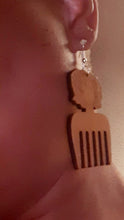 Load image into Gallery viewer, Natural Wooden Afro Pick Earrings Kargo Fresh

