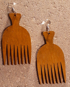 Natural Wooden Afro Pick Earrings Kargo Fresh