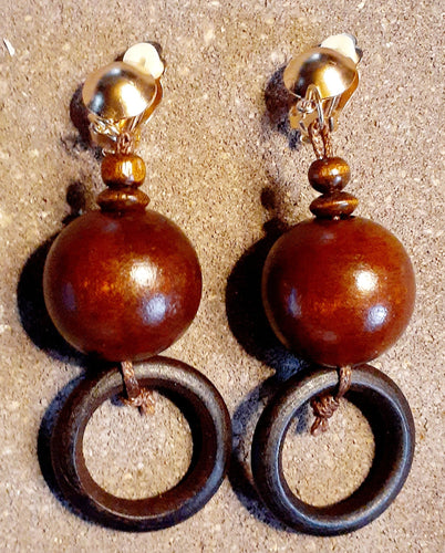 Natural Wooden Clip On Earrings Kargo Fresh