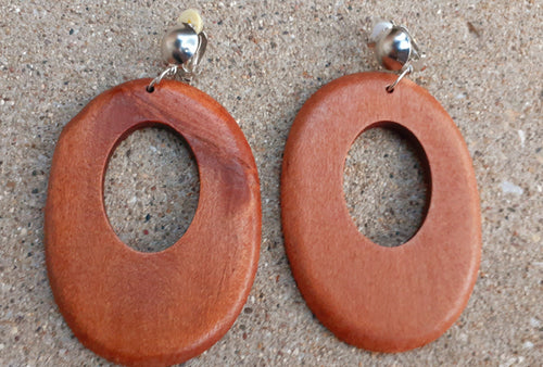 Natural Wooden Clip On Earrings Kargo Fresh