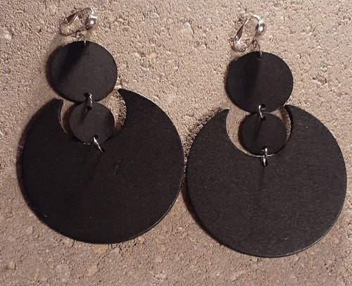 Natural Wooden Crescent Moon Clip On Earrings Kargo Fresh