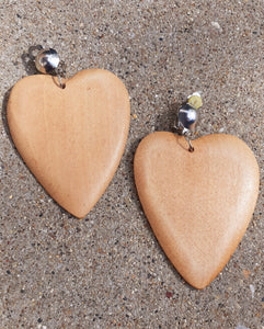 Natural Wooden Heart Clip On Earrings Kargo Fresh