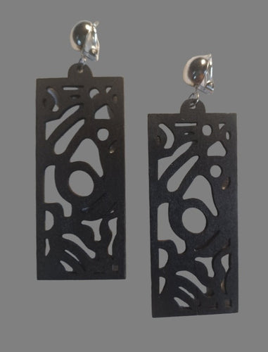 Natural wood Abstract Design Clip On Earrings Kargo Fresh