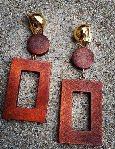 Natural wood Clip On Earrings Kargo Fresh