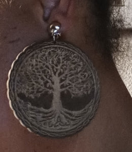 Natural wood Tree of Life Clip On Earrings Kargo Fresh