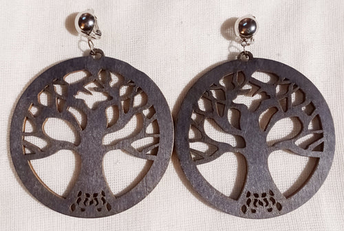 Natural wood Tree of Life Clip On Earrings Kargo Fresh