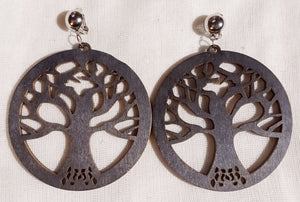 Natural wood Tree of Life Clip On Earrings Kargo Fresh