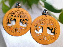 Load image into Gallery viewer, Natural wood Tree of Life Clip On Earrings Kargo Fresh
