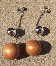 Load image into Gallery viewer, Natural wooden Ball Clip On Earrings Kargo Fresh
