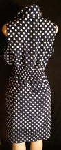 Load image into Gallery viewer, Navy blue and white Tie Front Polka Dot Dress Size XL Kargo Fresh
