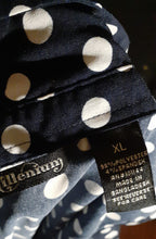 Load image into Gallery viewer, Navy blue and white Tie Front Polka Dot Dress Size XL Kargo Fresh
