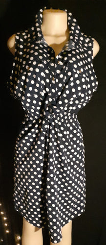 Navy blue and white Tie Front Polka Dot Dress Size XL Kargo Fresh