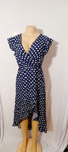 Load image into Gallery viewer, Navy polka dot midi dress M Kargo Fresh
