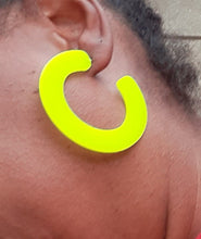 Load image into Gallery viewer, Neon acrylic pop art hoop Earrings Kargo Fresh

