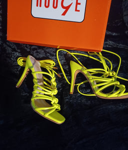 Neon strappy lace up heels 6 Kargo Fresh