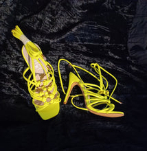 Load image into Gallery viewer, Neon strappy lace up heels 6 Kargo Fresh
