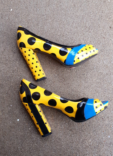 Not Rated Polka Dot Block Heels  Size 6.5 Kargo Fresh