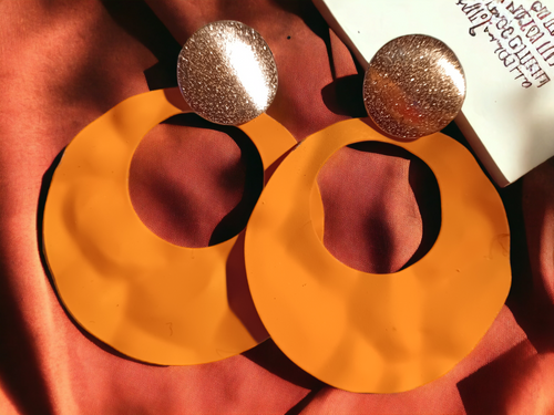 Orange hammered  hoop earrings Kargo Fresh