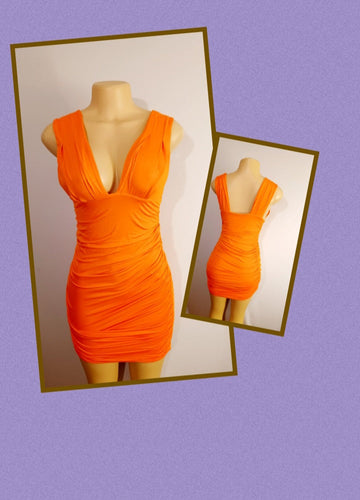 Orange spandex Mini Dress Small Kargo Fresh