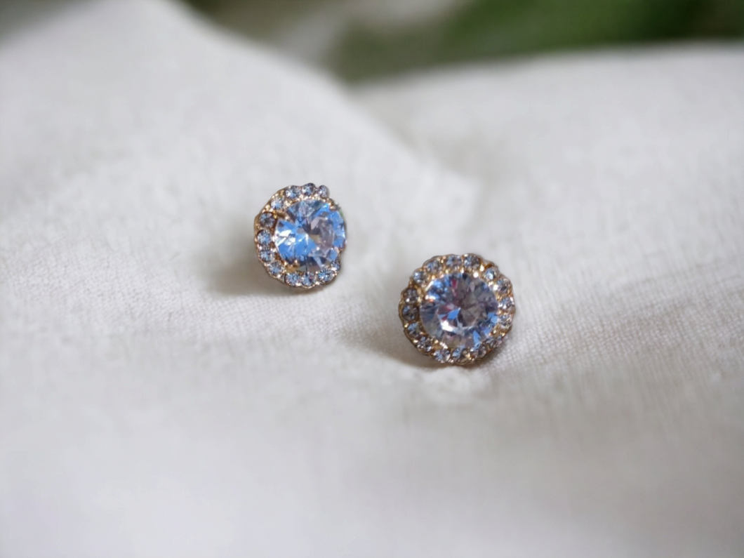 Clip on Rhinestone Cluster  Stud Earrings silver