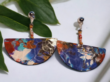 Load image into Gallery viewer, Abstract Handpainted Design Wooden Clip on Earrings
