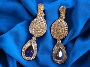 Clip on rhinestone dangle earrings