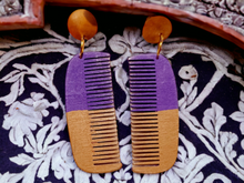 Load image into Gallery viewer, Handmade clip on afro pick earrings
