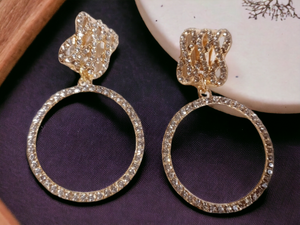 Clip on rhinestone hoop earrings