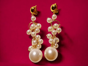 Classy Faux Pearl Clip on Dangle Earrings