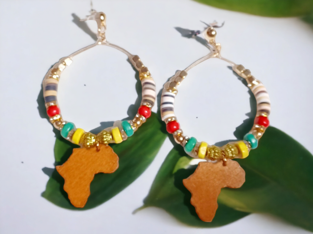 Handmade Africa bead hoops