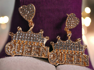 Glam handmade Queen earrings