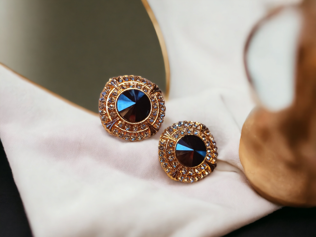 Chunky Clip on Rhinestone Cluster  Stud Earrings