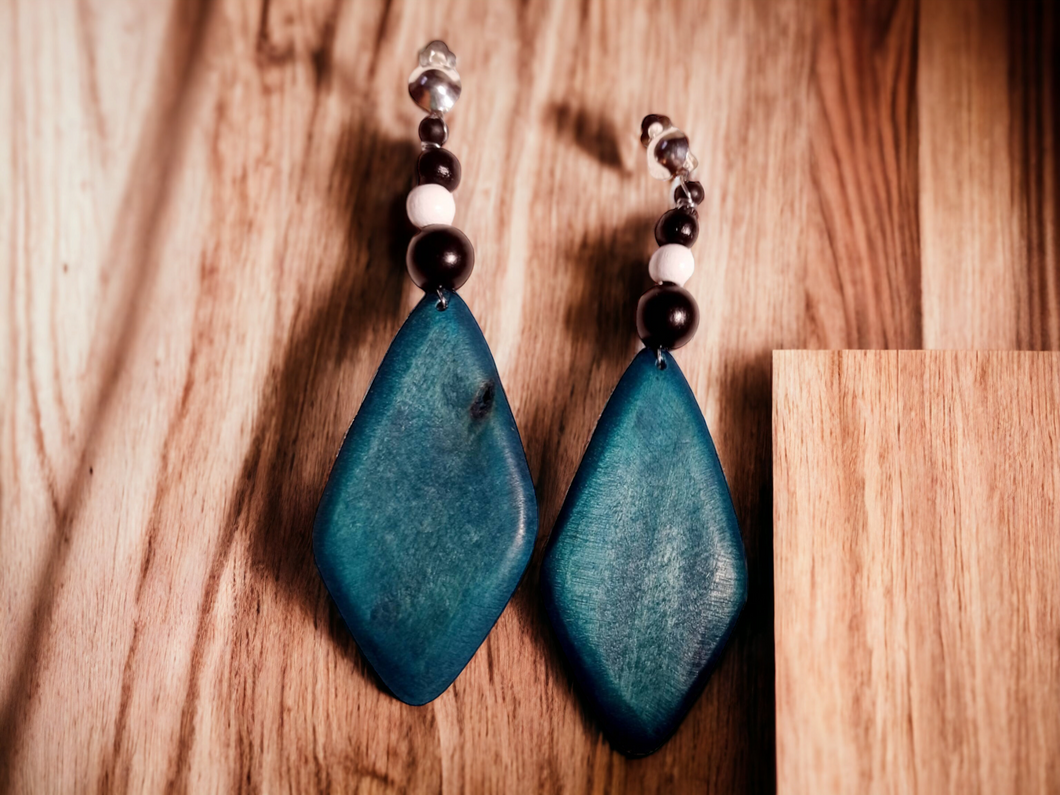 Chunky Handmade Wooden Clip Earrings