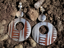 Load image into Gallery viewer, Abstract handpainted Mudcloth print Wooden Clip On Earrings
