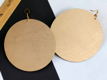 Load image into Gallery viewer, Giant handpainted wooden disc earrings
