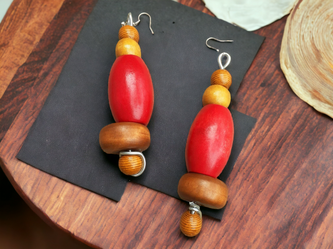 Extra Large Chunky Handmade Wood  Earrings (7 inch)