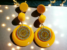 Load image into Gallery viewer, Acrylic and rhinestone  Clip on Earrings
