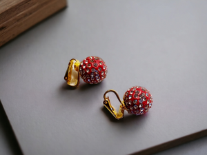 Clip on chunky Rhinestone Cluster  Stud Earrings silver