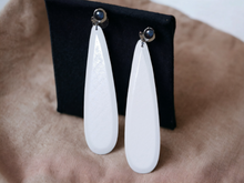 Load image into Gallery viewer, Extra large Handmade simple white wood clip on earrings
