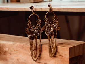 Boho clip on dangle earrings