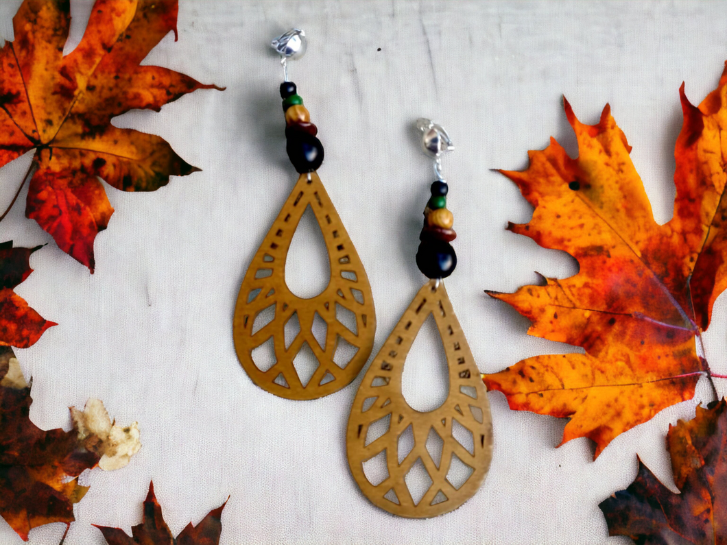 Chunky Handmade Wooden Clip Earrings