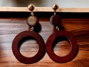 Clip on Minimalist Wooden Hoop Earrings