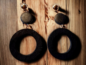 Clip on Minimalist Wooden Hoop Earrings