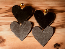 Load image into Gallery viewer, Extra large Black Heart Clip on  Earrings
