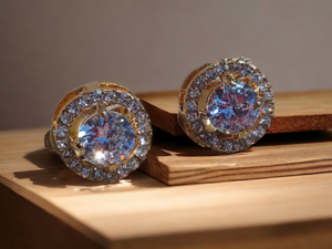 Crystal Stud Clip On Earrings