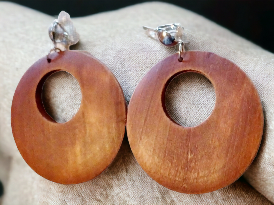 Classic wood hoop Clip On Earrings