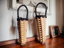 Load image into Gallery viewer, Clip on Handmade rattan basket stud earrings
