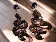 Load image into Gallery viewer, Abstract snake design acrylic clip on earrings
